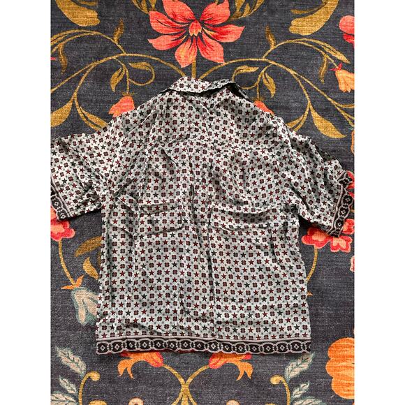 Sandro Vanille Printed Shirt Size 2 Medium - Picture 6 of 10